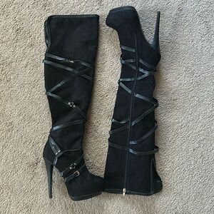 JustFab Black Heeled Boots